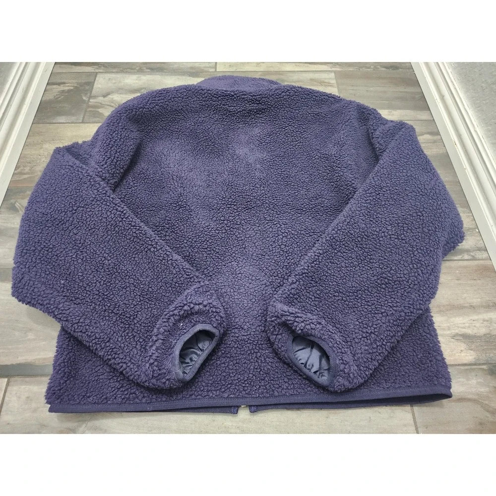 True Religion Mens TR Logo Sherpa Jacket Eclipse Navy Blue Fleece 110299 Size M